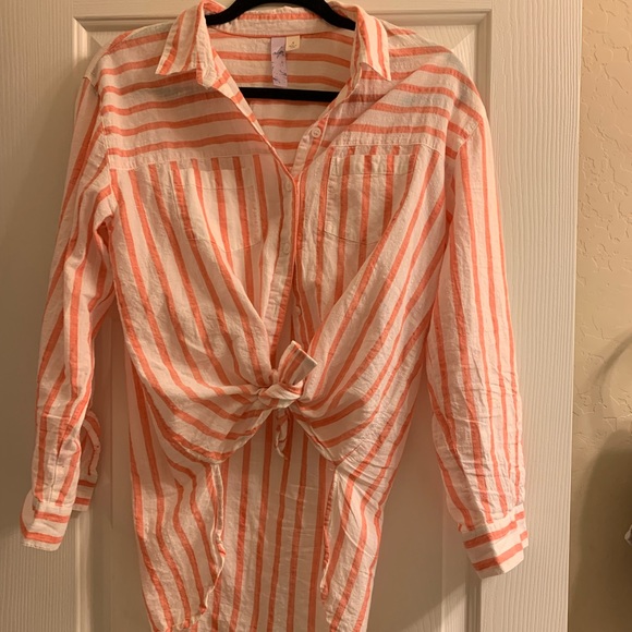 Oversized striped button up boyfriend shirt - Picture 1 of 2
